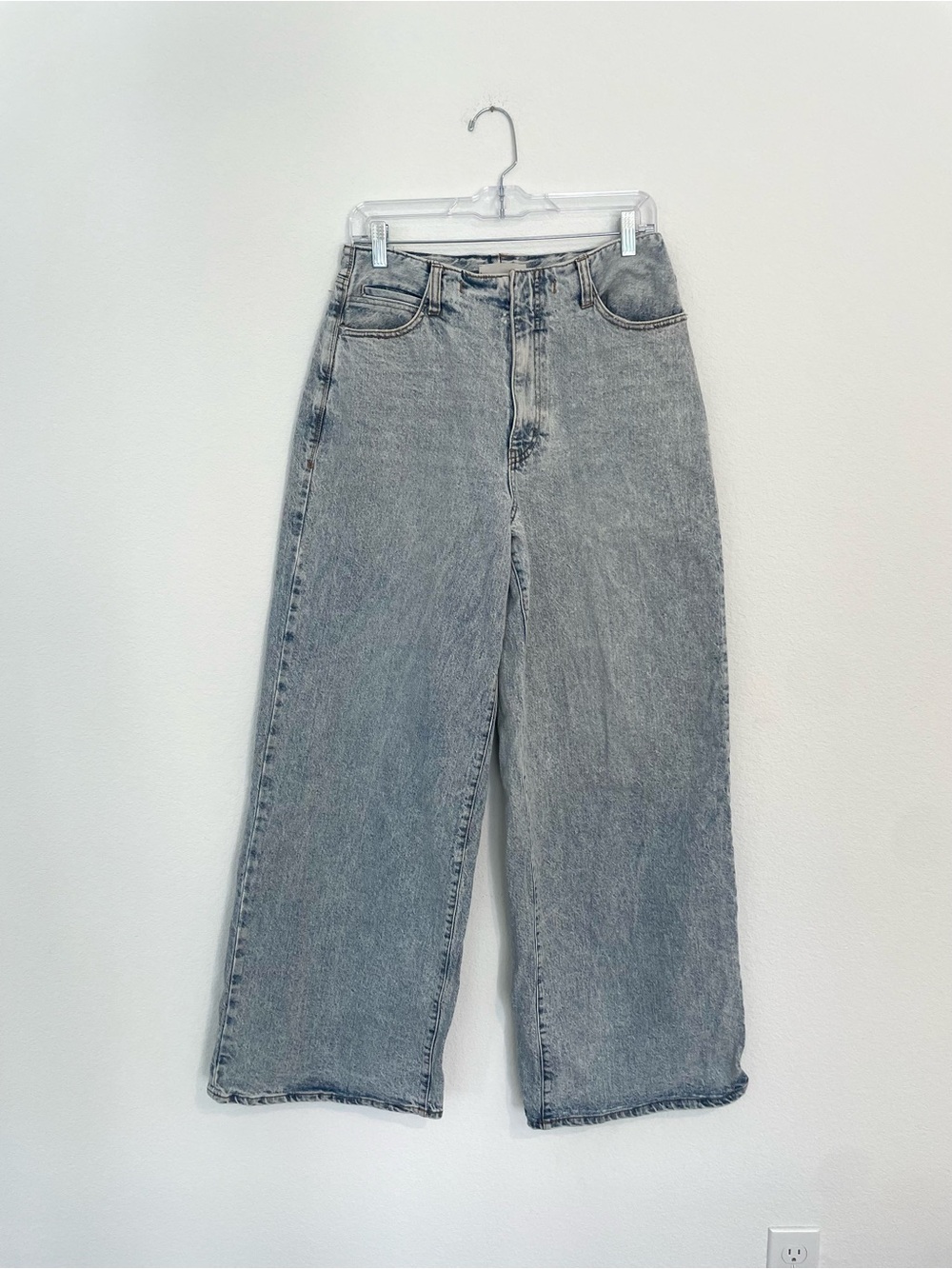 Habitual High-Waist Wide Leg Waistband Free Jeans - Light Blue Gray Acid Wash